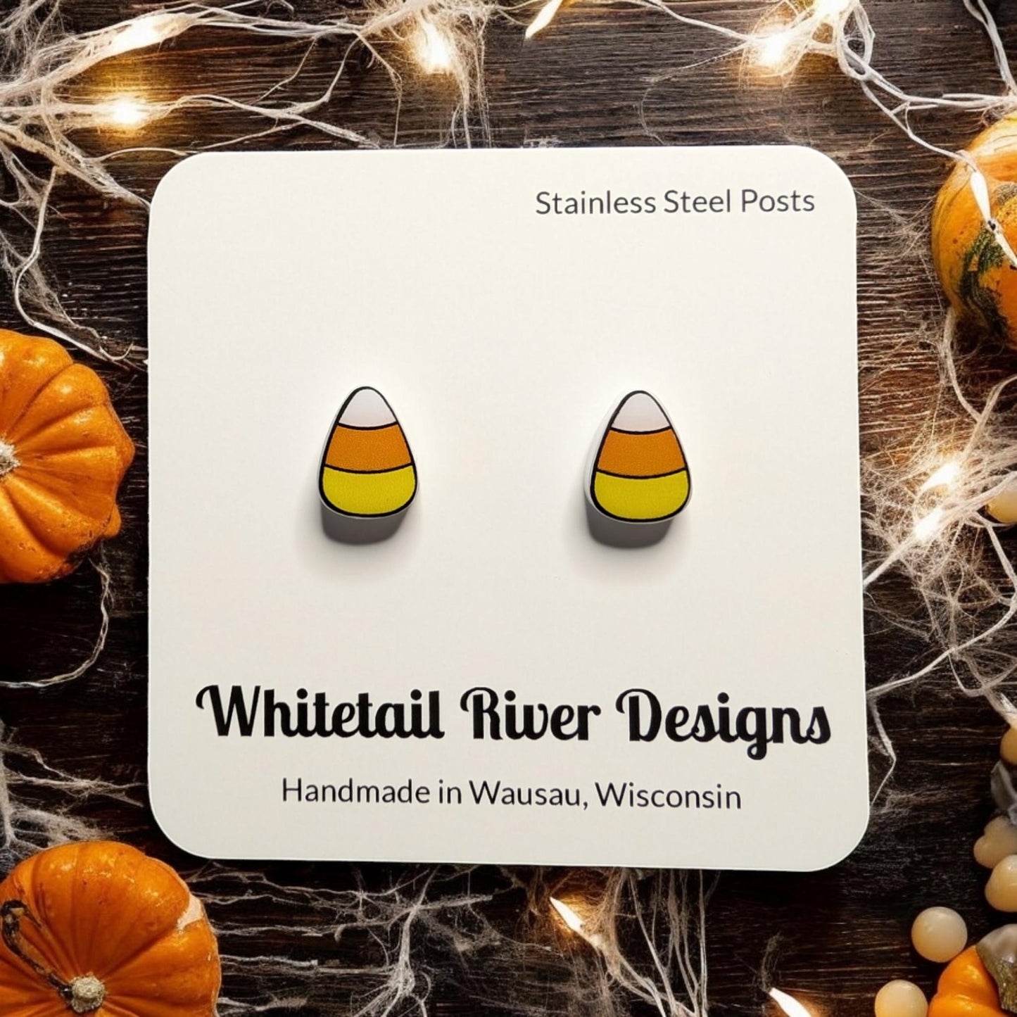 Candy Corn Acrylic Stud Earrings