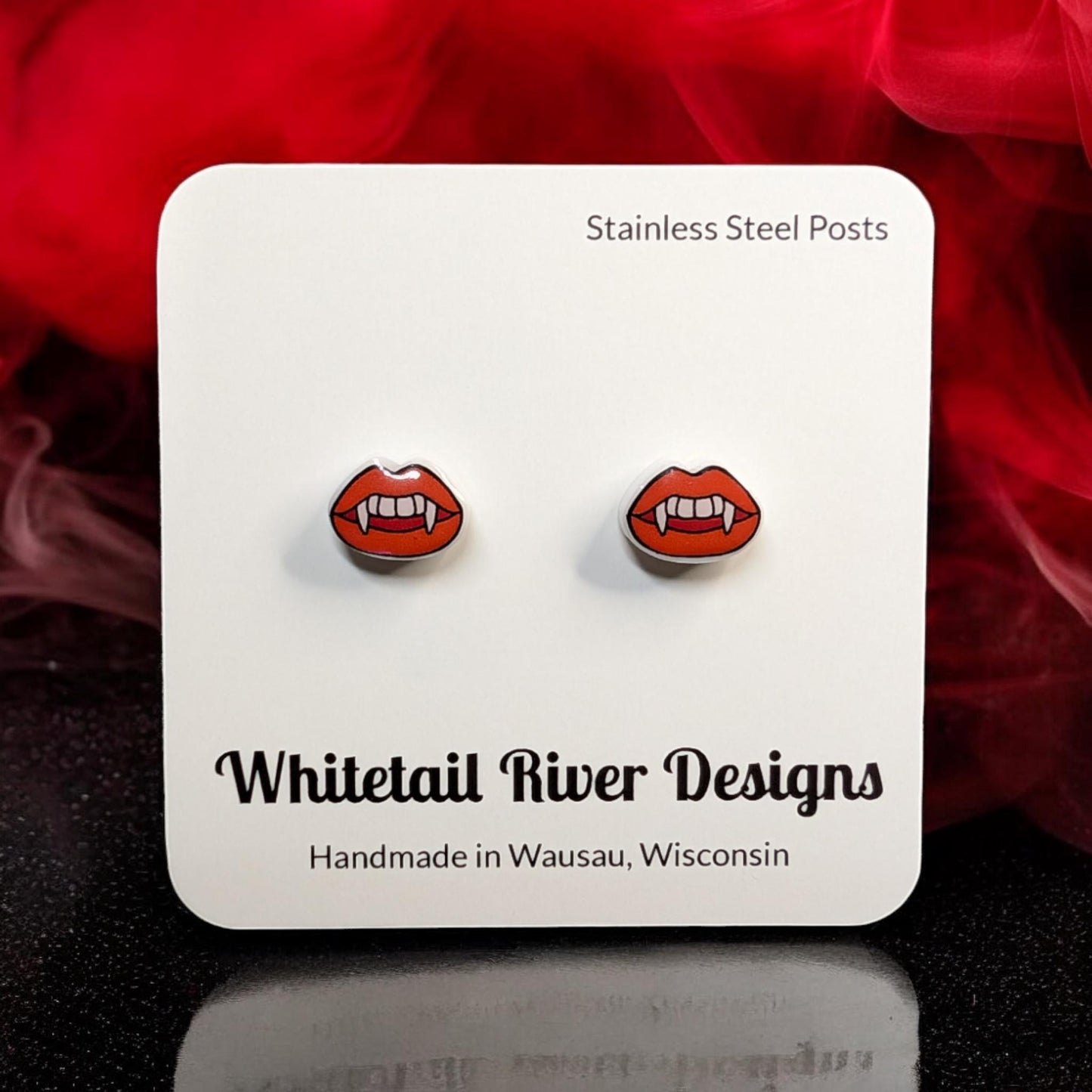 Vampire Teeth Smile Acrylic Stud Earrings