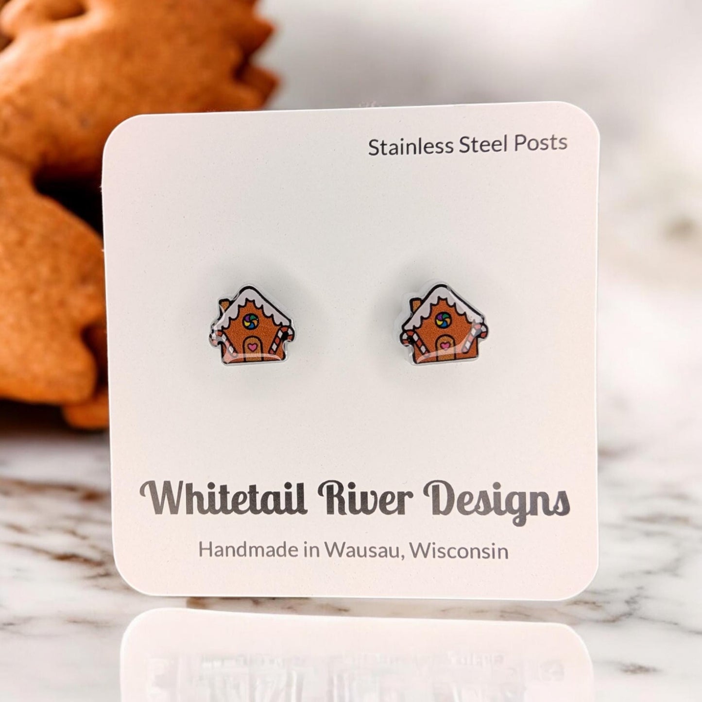 Christmas Gingerbread House Acrylic Stud Earrings