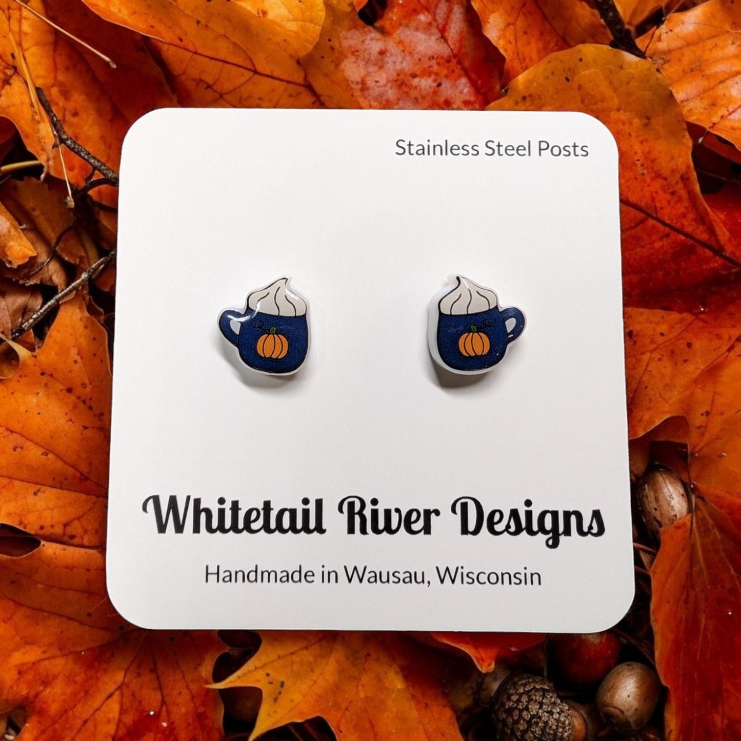 Mug of Pumpkin Spice Latte Acrylic Stud Earrings