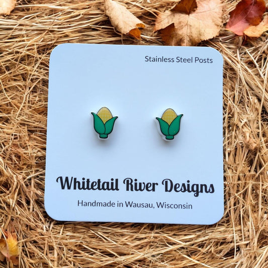 Chunky Corn Stud Earrings with Stainless Steel Posts