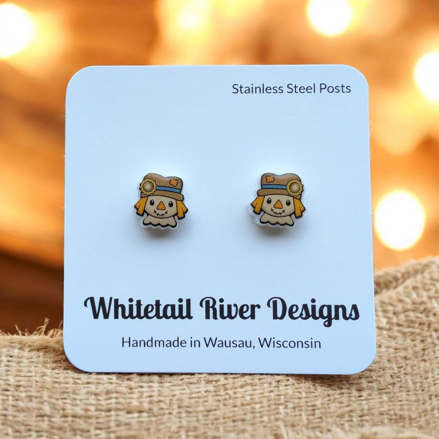 Chunky Scarecrow Stud Earrings with Stainless Steel Posts