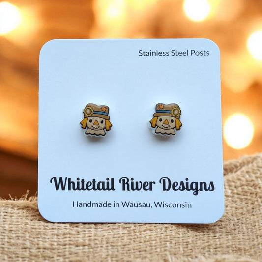 Chunky Scarecrow Stud Earrings with Stainless Steel Posts