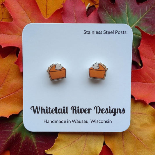 Chunky Pumpkin Pie Stud Earrings with Stainless Steel Posts